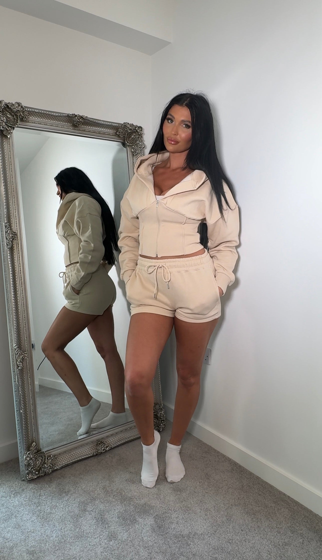 Cropped Waist Compression Hoodie & Short Set