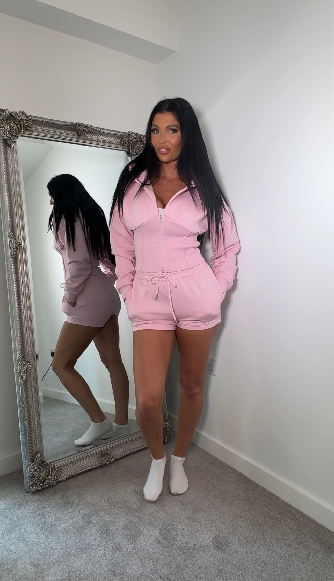 Cropped Waist Compression Hoodie & Short Set