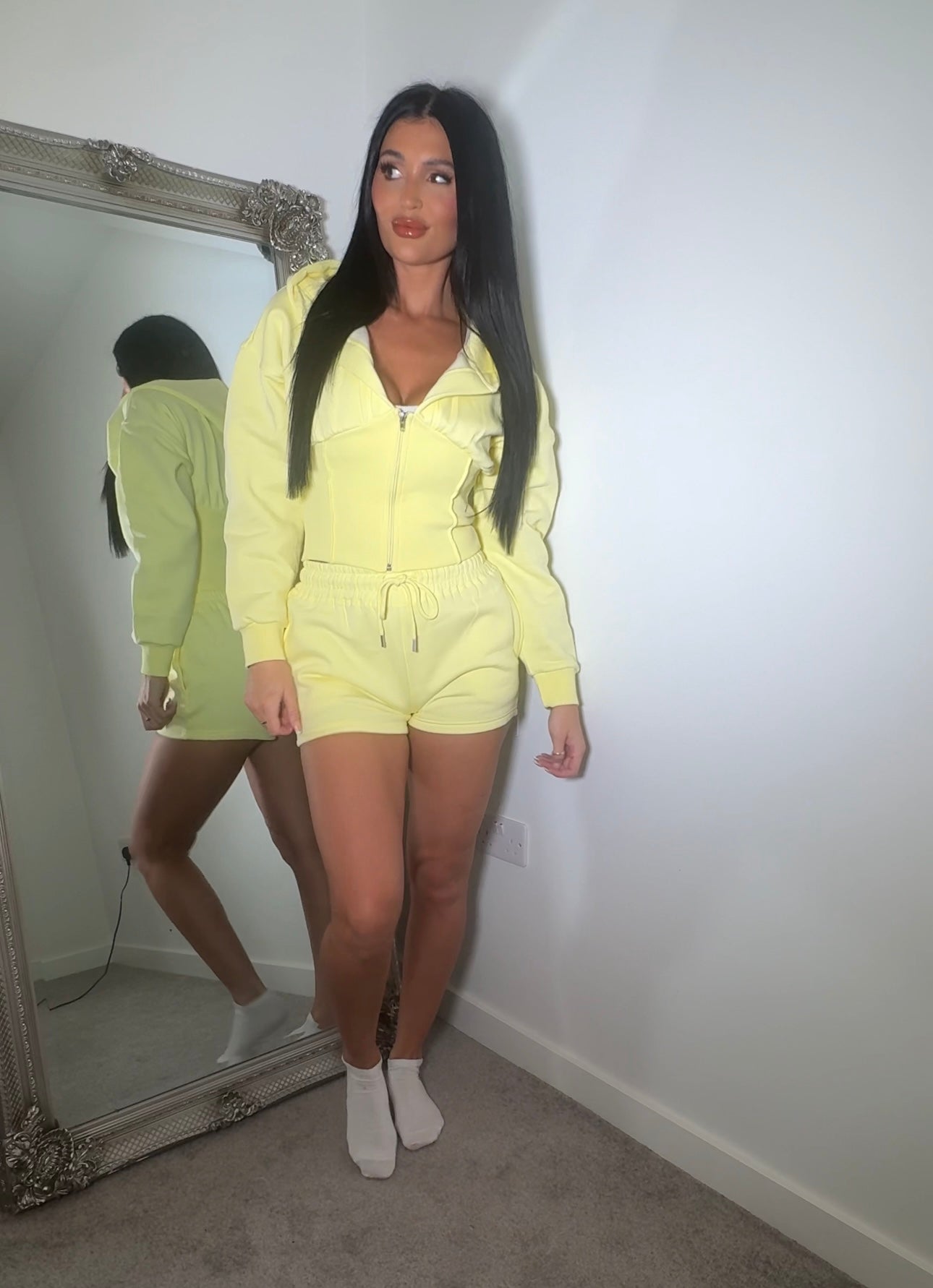 Cropped Waist Compression Hoodie & Short Set